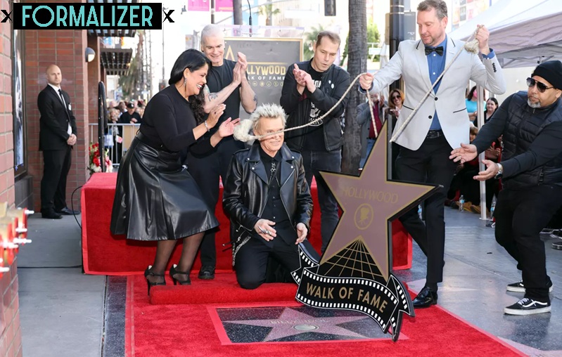 Billy Idol with his three children at his 2023 Hollywood Walk of Fame ceremony
