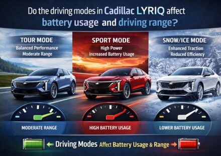 do the driving modes in cadillac lyriq offer different ranges or battery usages